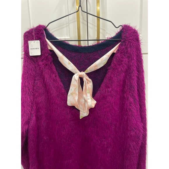 NWT Free People Bon Bon Magenta Fuzzy Alpaca Sweater Mini Dress - Picture 6 of 14